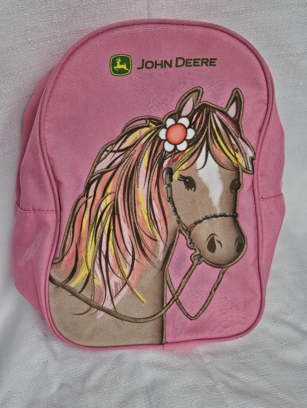 John Deere Pink Horse Kids Backpack Lightweight